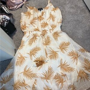 Aakaa Gold Tan Spaghetti Strap Midi Dress